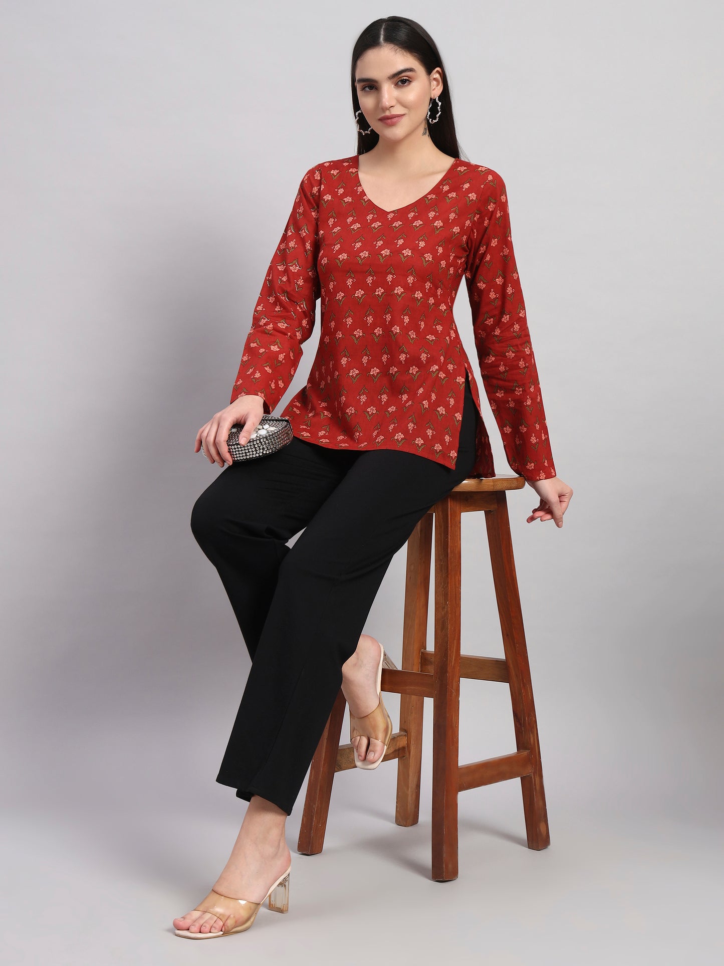 Full sleeves Brick-Red kurti