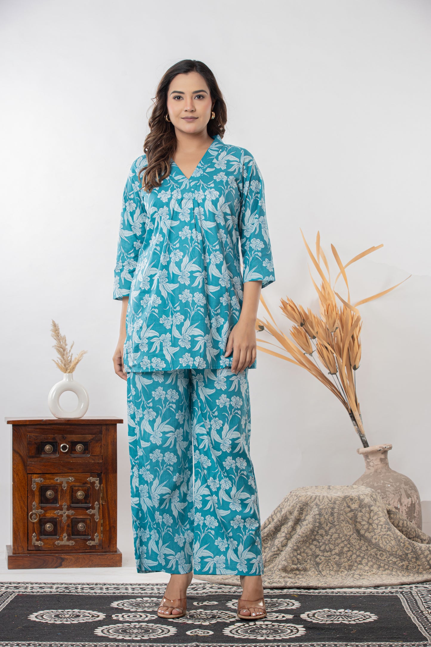 Women Pure Cotton Kurti Pant Set