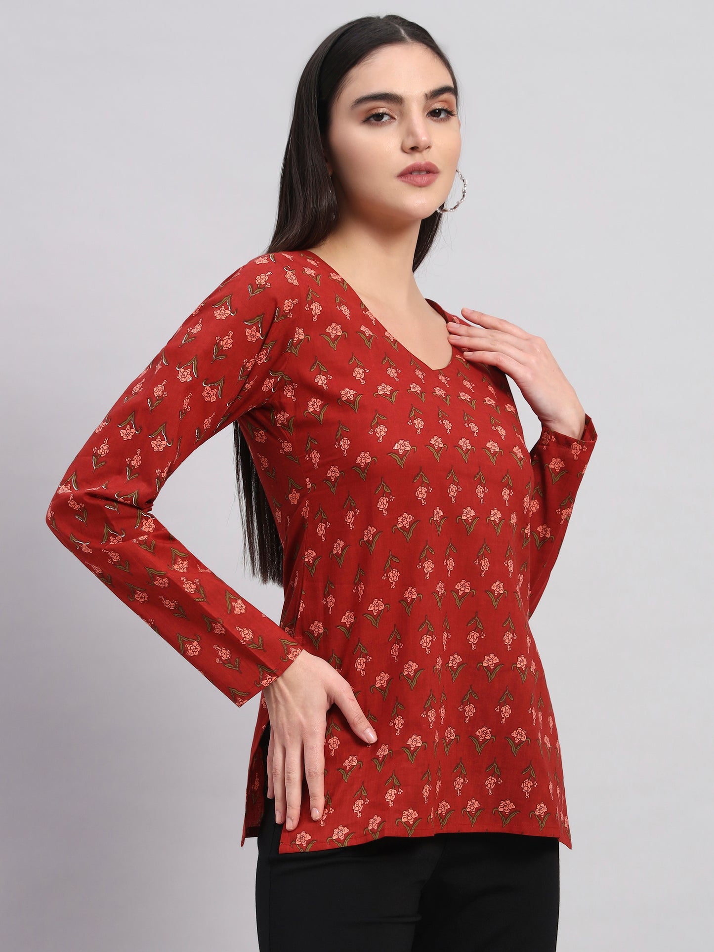 Full sleeves Brick-Red kurti